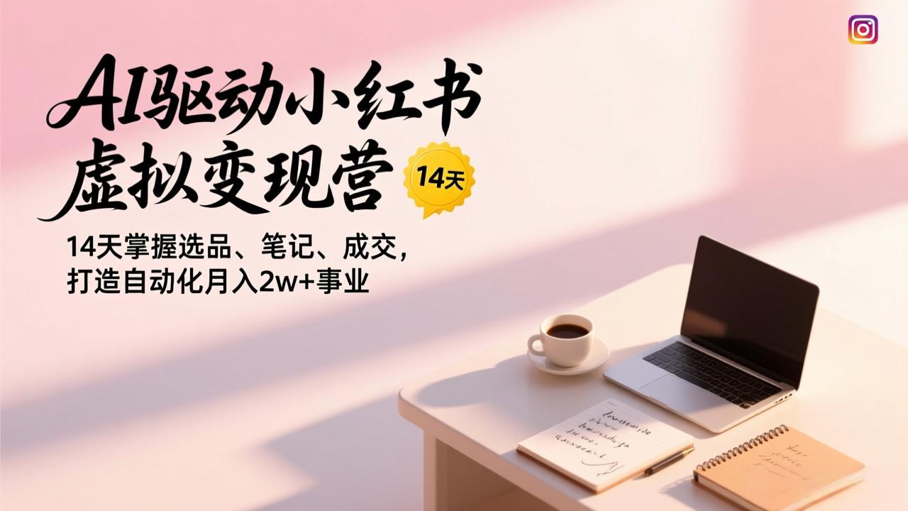 AI驱动小红书虚拟变现营，14天掌握选品、笔记、成交，打造自动化月入2w+事业-蓝海云网创