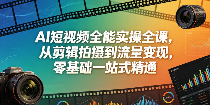 AI短视频全能实操全课，从剪辑拍摄到流量变现，零基础一站式精通-蓝海云网创