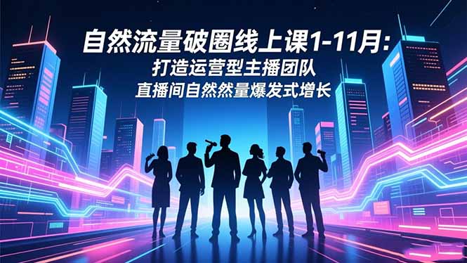 自然流量破圈线上课1-11月:打造运营型主播团队 直播间自然流量爆发式增长-蓝海云网创