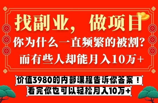 价值3980的网创内部课程，告诉你互联网创业月入10个W的秘密【揭秘】-蓝海云网创