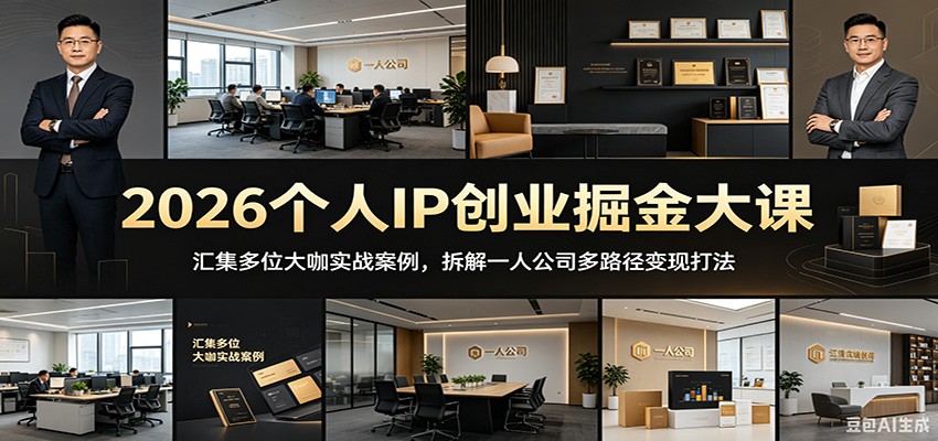 2026个人IP创业掘金大课：汇集多位大咖实战案例，拆解一人公司多路径变现打法-蓝海云网创