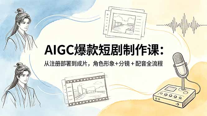 AIGC爆款短剧制作课：从注册部署到成片，角色形象+分镜+配音全流程-蓝海云网创