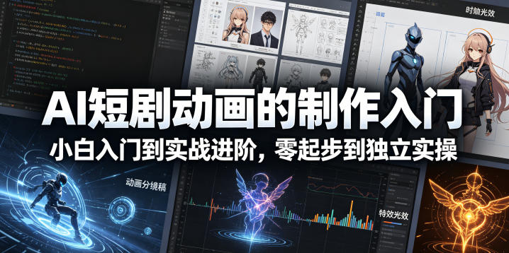 AI短剧动画的制作入门，小白入门到实战进阶，零起步到独立实操-蓝海云网创