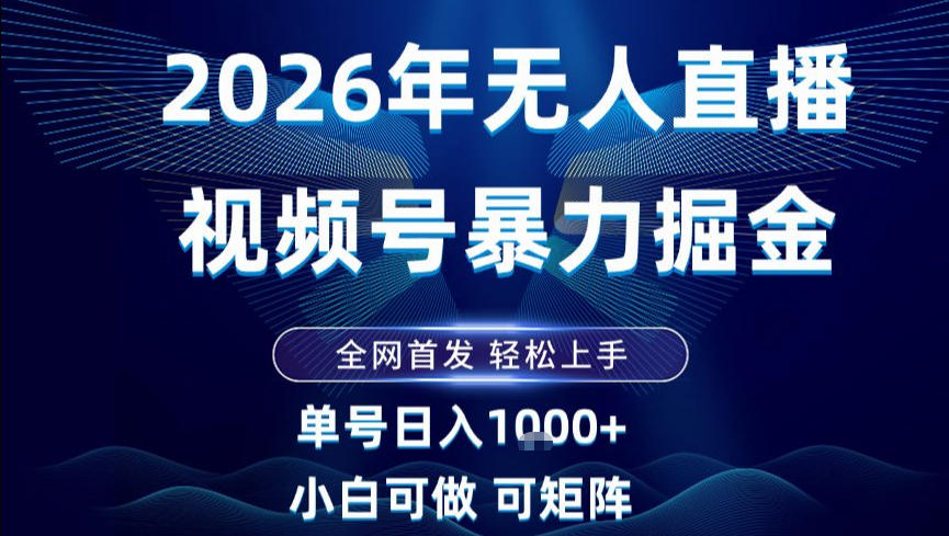 2026最新视频号无人直播掘金，全网首发，小白可以玩，长期稳定日入1k+【揭秘】-蓝海云网创