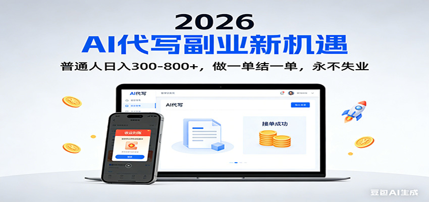 2026 副业首选！AI 代写日入 300-800，普通人0门槛，做一单结一单！-蓝海云网创