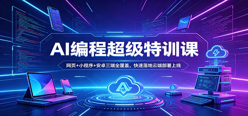 AI编程超级特训课：网页+小程序+安卓三端全覆盖，快速落地云端部署上线-蓝海云网创