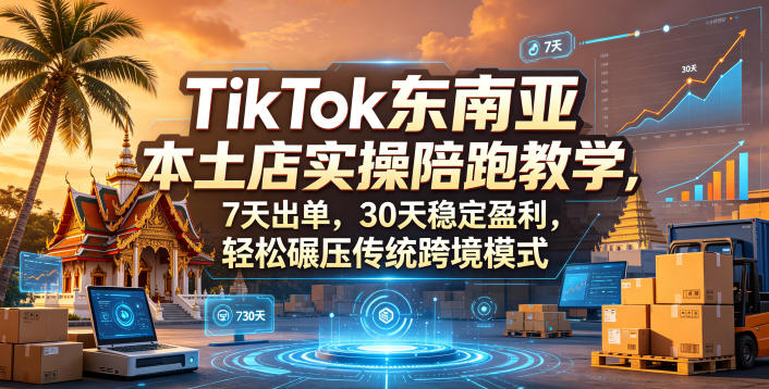 TikTok东南亚本土店实操陪跑教学，7天出单，30天稳定盈利，轻松碾压传统跨境模式-蓝海云网创