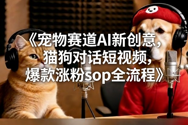 宠物赛道AI新创意，猫狗对话短视频，爆款涨粉sop全流程-蓝海云网创