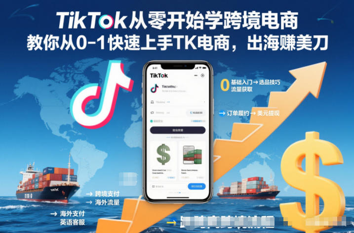 TikTok从零开始学跨境电商，教你从0-1快速上手TK电商，出海賺美刀-蓝海云网创
