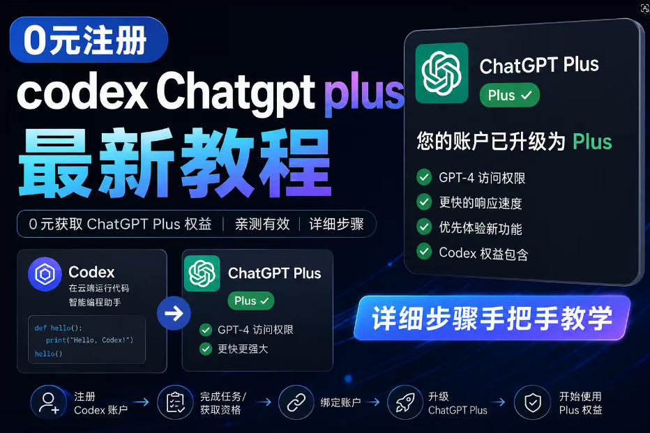 0元全自动注册codex gpt plus最新教程，0元获取GPT Plus权益，手把手详细教学-蓝海云网创