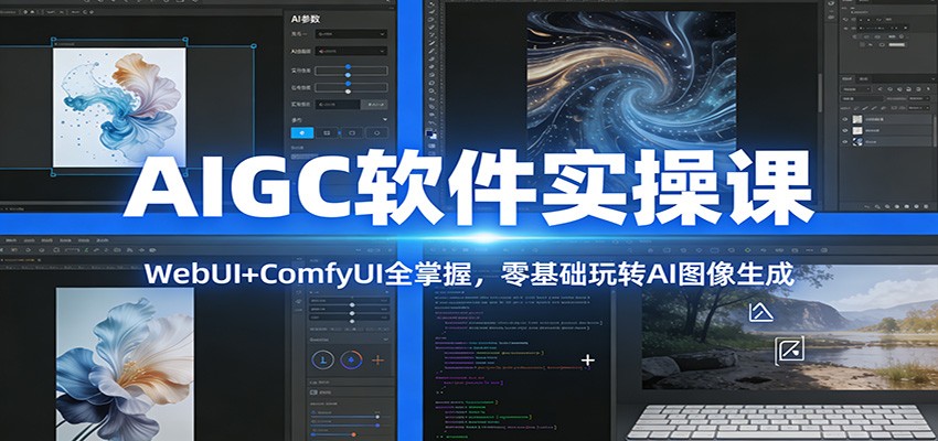 AIGC软件实操课：WebUI+ComfyUI全掌握，零基础玩转AI图像生成-蓝海云网创