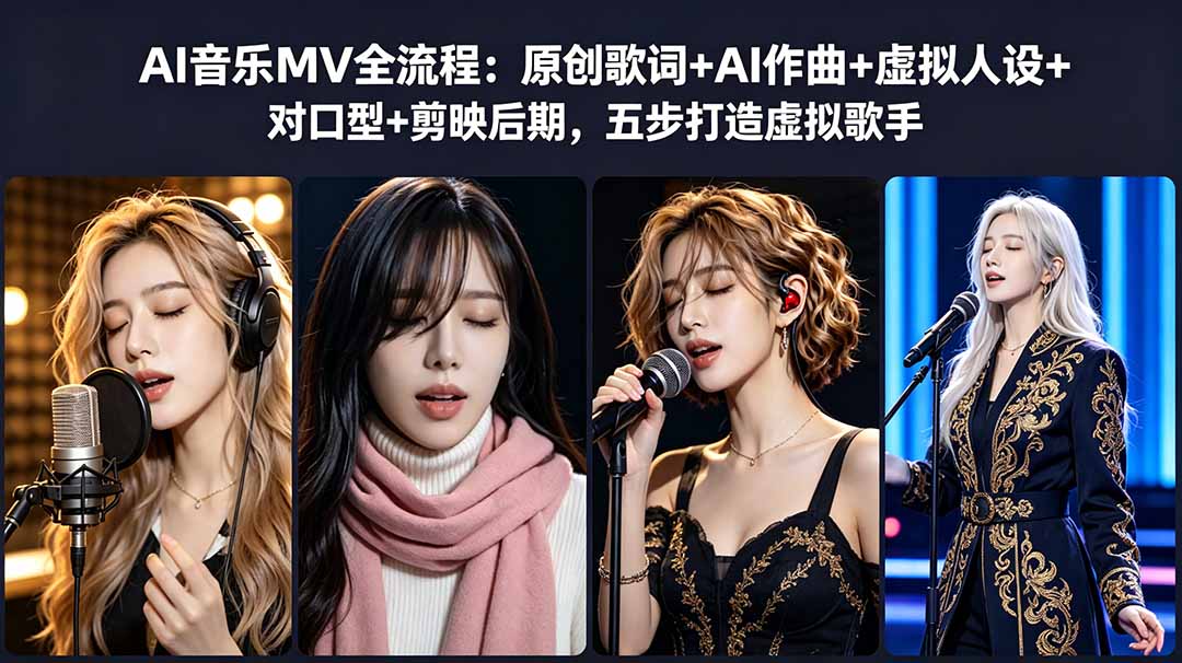 AI音乐MV全流程：原创歌词+AI作曲+虚拟人设+对口型+剪映后期，五步打造虚拟歌手-蓝海云网创