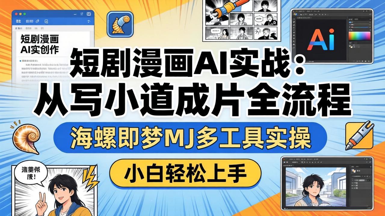 短剧漫画AI实战：从写小说到成片全流程，海螺即梦MJ多工具实操，小白轻松上手-蓝海云网创