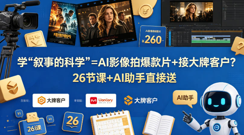 学《叙事的科学》=AI影像拍爆款片+接大牌客户？26节课+AI助手直接送【原创双语字幕】-蓝海云网创