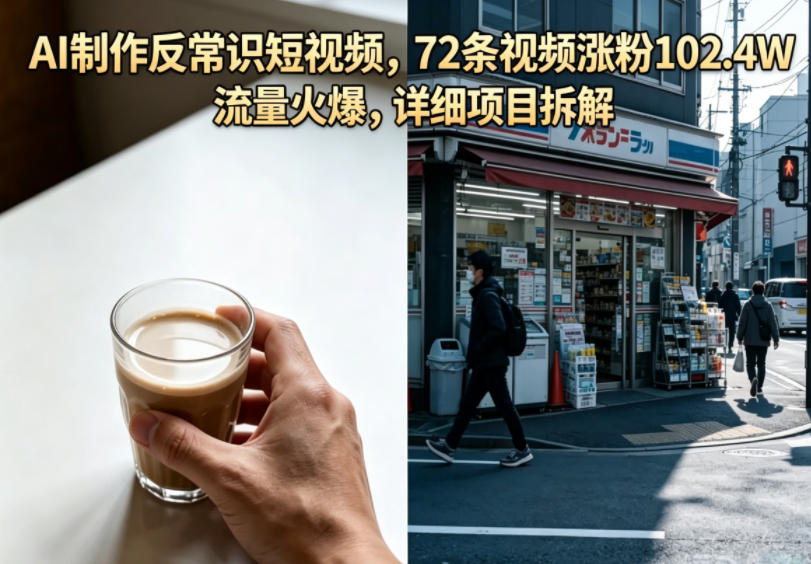 AI制作反常识短视频，72条视频涨粉102.4W，流量火爆，详细项目拆解-蓝海云网创