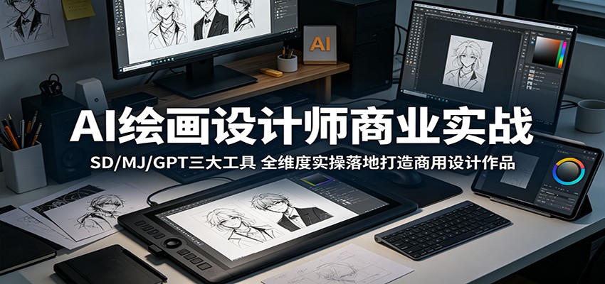 AI绘画设计师商业实战：SD/MJ/GPT三大工具，全维度实操落地打造商用设计作品-蓝海云网创