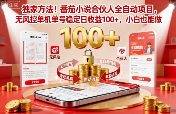独家方法!番茄小说合伙人全自动挂G项目,无风控单机单号稳定日收益100+,小白也能做【揭秘】-蓝海云网创