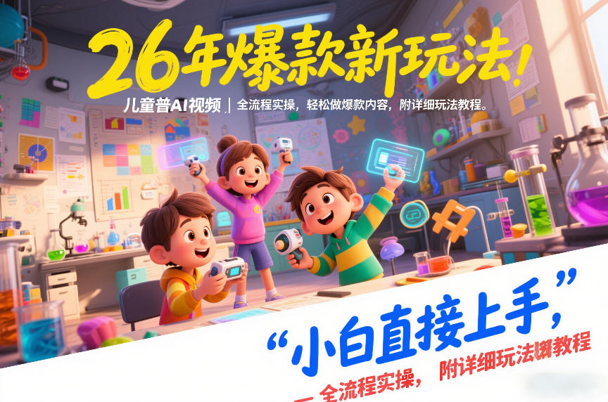 26年爆款新玩法，儿童科普AI视频，全流程实操，轻松做爆款内容，小白直接上手，附详细玩法教程-蓝海云网创
