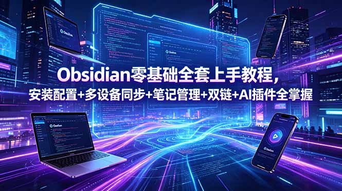 Obsidian零基础全套上手教程，安装配置+多设备同步+笔记管理+双链+AI插件全掌握-蓝海云网创