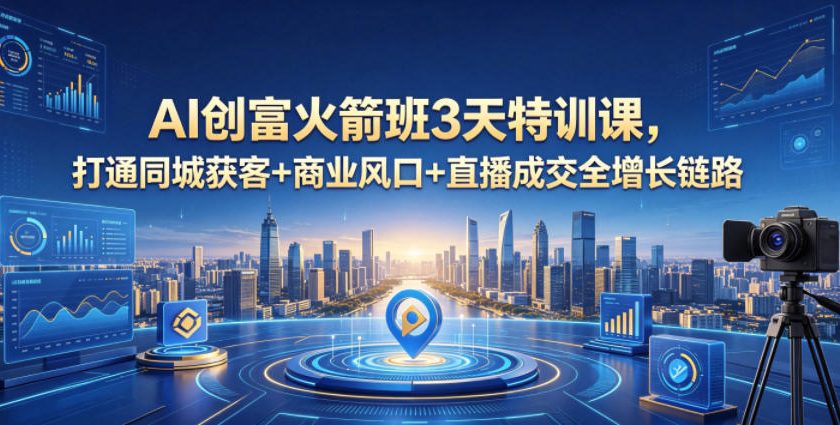 AI创富火箭班3天特训课，打通同城获客+商业风口+直播成交全增长链路，2026年4月新课-蓝海云网创
