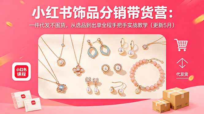 小红书饰品分销带货营：一件代发不囤货，从选品到出单全程手把手实战教学(更新5月-蓝海云网创