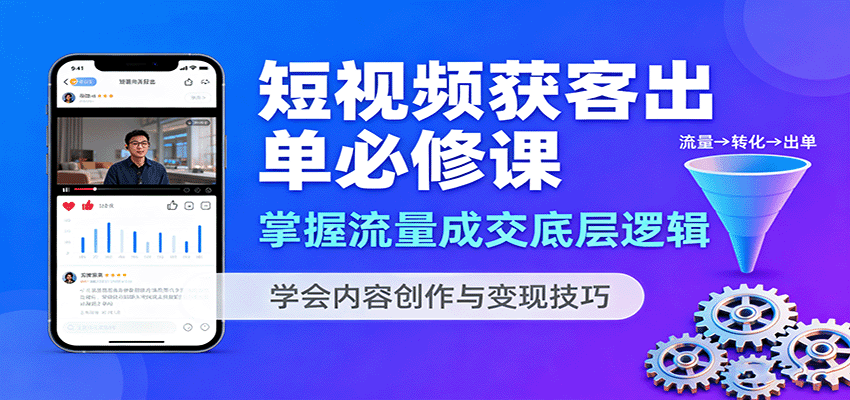 短视频获客出单必修课：掌握流量成交底层逻辑，学会内容创作与变现技巧-蓝海云网创