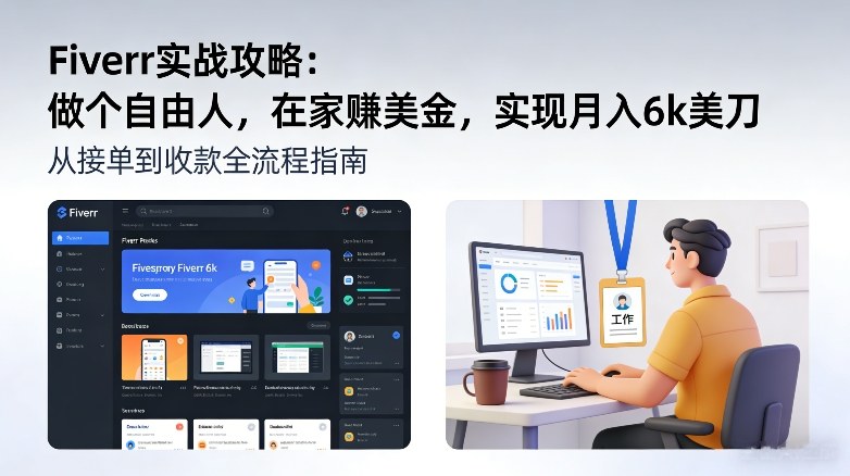 Fiverr实战攻略，做个自由人，在家賺美金，实现月入6k美刀-蓝海云网创