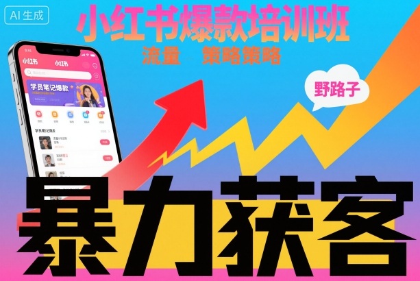 小红书爆款培训班，小红书获客野路子流量打法，暴力持续获客-蓝海云网创