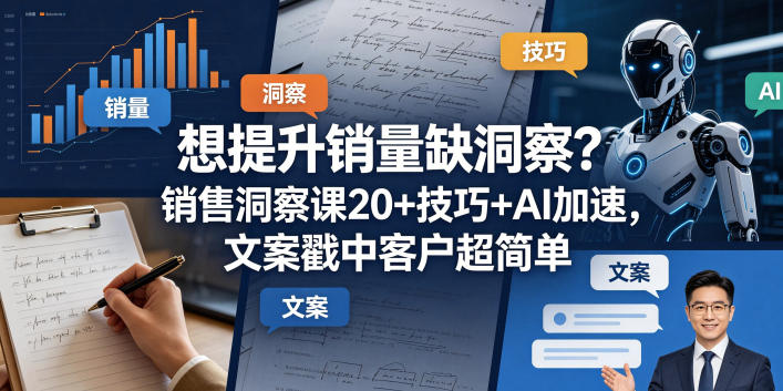 想提升销量缺洞察？销售洞察课20+技巧+AI加速，文案戳中客户超简单【原创双语字幕】-蓝海云网创