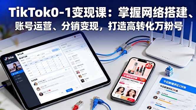 TikTok0-1变现课：掌握网络搭建、账号运营、分销变现，打造高转化万粉号-蓝海云网创