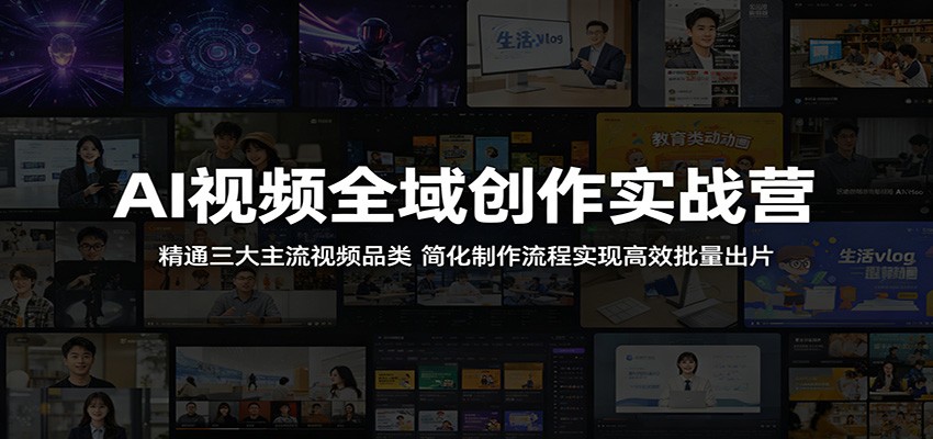 AI视频全域创作实战营：精通三大主流视频品类，简化制作流程实现高效批量出片-蓝海云网创