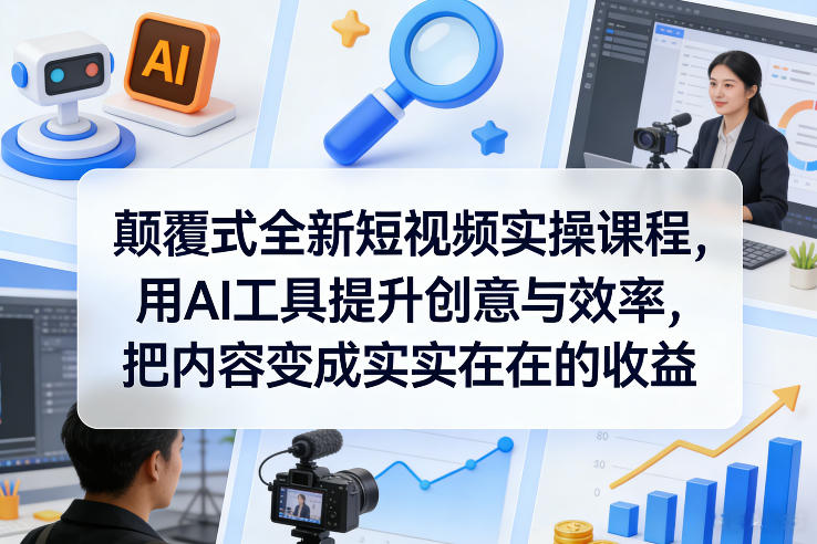 颠覆式全新短视频实操课程，用AI工具提升创意与效率，把内容变成实实在在的收益-蓝海云网创