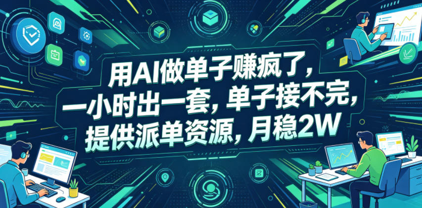 用AI做单子賺疯了，一小时出一套，单子接不完，提供派单资源，月稳2W【揭秘】-蓝海云网创