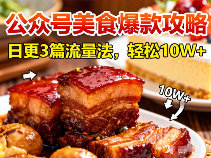 公众号搬运美食爆款攻略，日更3篇流量主打法，轻松10W+阅读-蓝海云网创