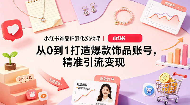 小红书饰品IP孵化实战课｜从0到1打造爆款饰品账号，精准引流变现-蓝海云网创
