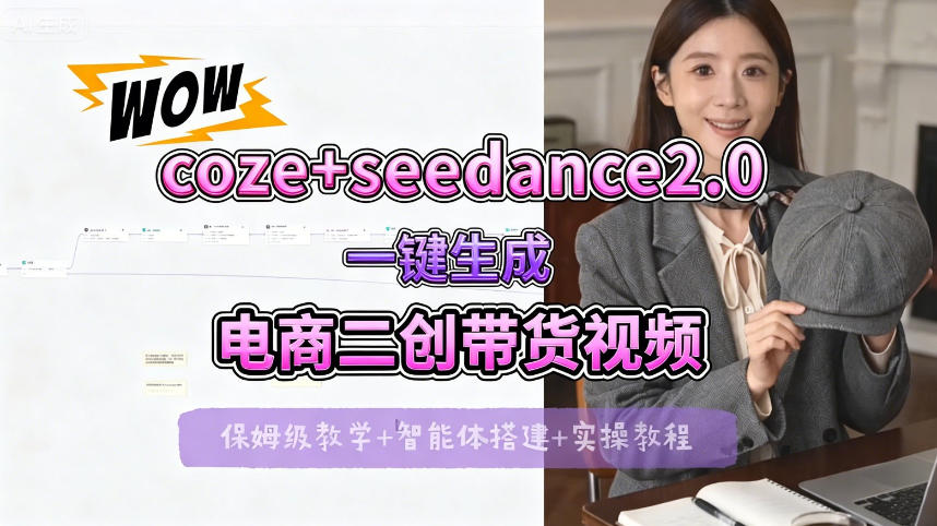 【Coze工作流搭建实操教程】seedance2.0+coze一键生成电商二创带货视频，全流程保姆级教学-蓝海云网创