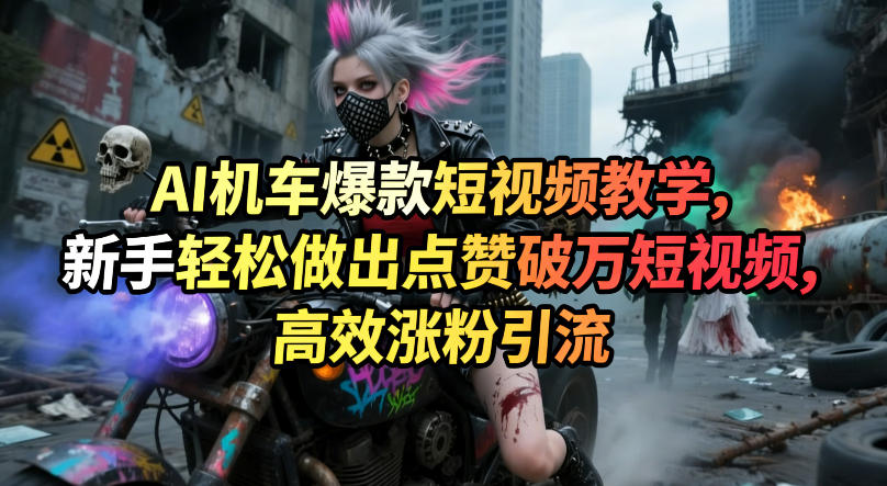 AI机车爆款短视频教学，新手轻松做出点赞破万短视频，高效涨粉引流-蓝海云网创