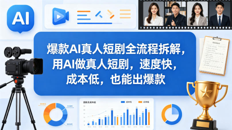 爆款AI真人短剧全流程拆解，用AI做真人短剧，速度快，成本低，也能出爆款-蓝海云网创