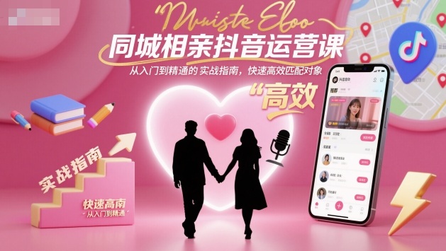 同城相亲抖音运营课,从入门到精通的实战指南,快速高效匹配对象-蓝海云网创