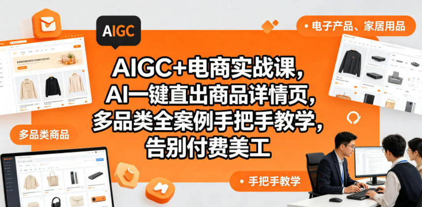 AIGC+电商实战课，AI一键直出商品详情页，多品类全案例手把手教学，告别付费美工(更新)-蓝海云网创