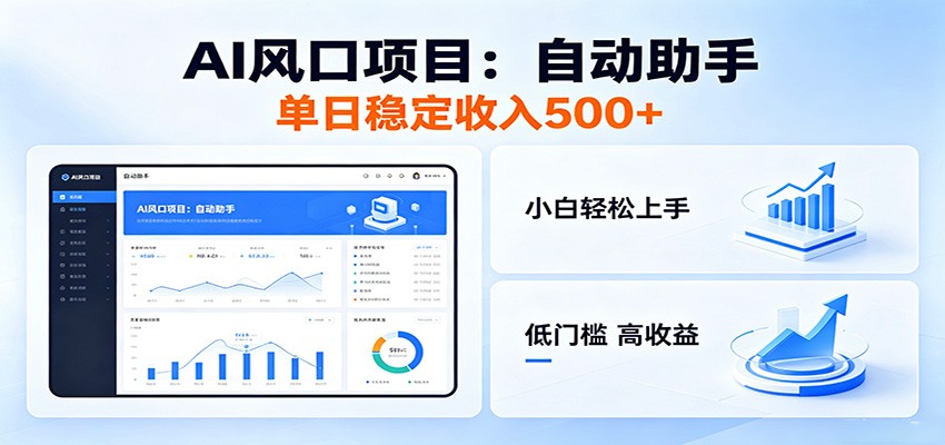 全新AI自动助手项目，低门槛入局，每日稳定收益500以上-蓝海云网创
