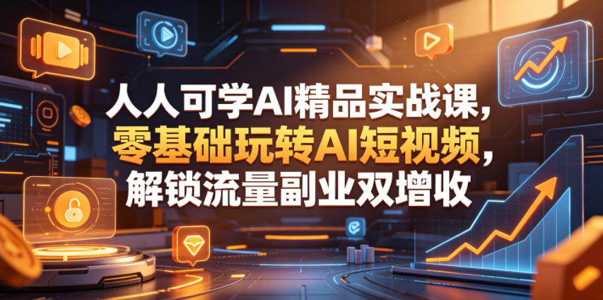 人人可学AI精品实战课，零基础玩转AI短视频，解锁流量副业双增收-蓝海云网创