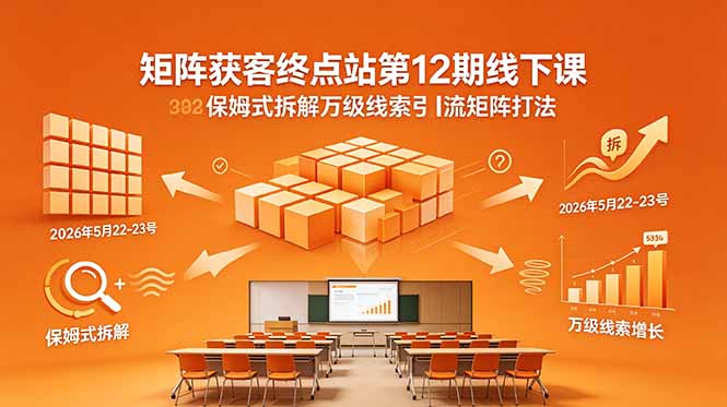 矩阵获客终点站第12期线下课 2026年5月22-23号 保姆式拆解万级线索引流矩阵打法-蓝海云网创
