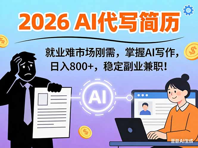 AI代写简历，超暴利，用万能模板月入1-3万实战教程，2026年市场刚需！-蓝海云网创