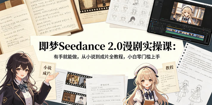 即梦Seedance 2.0漫剧实操课：有手就能做，从小说到成片全教程，小白零门槛上手-蓝海云网创