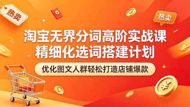 淘宝无界分词高阶实战课 精细化选词搭建计划 优化图文人群轻松打造店铺爆款-蓝海云网创