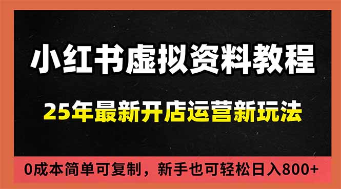 小红书虚拟资料项目：最新搜索流变现玩法，0成本简单可复制，一人多店打法，新手日入800+-蓝海云网创