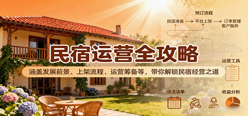 民宿运营全攻略:涵盖发展前景、上架流程、运营筹备等,带你解锁民宿经营之道-蓝海云网创