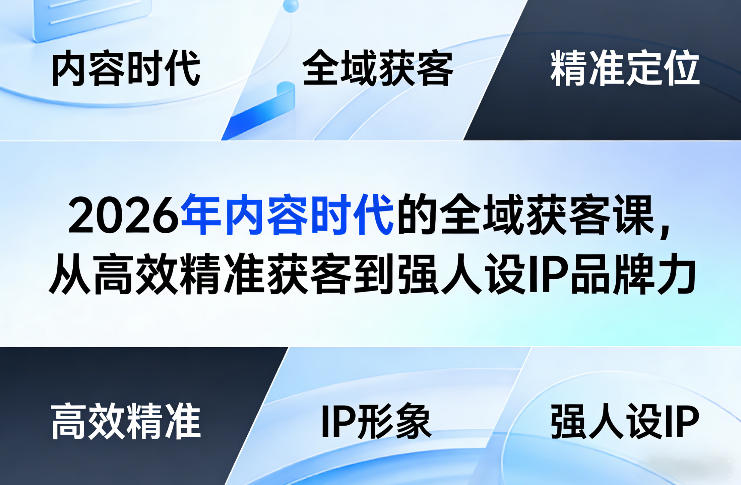 2026年内容时代的全域获客课，从高效精准获客到强人设IP品牌力-蓝海云网创