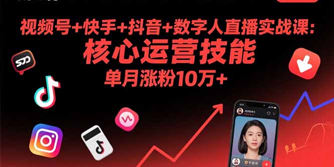 视频号+快手+抖音+数字人直播实战课(9月-蓝海云网创